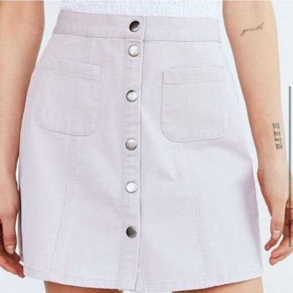 BDG Urban Outfitters Button Down A-line Twill Skirt Lilac Purple - Picture 8 of 8